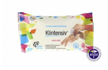 Dezinfectanti - Servetele umede dezinfectante pentru maini Klintensiv 15 buc/pachet
