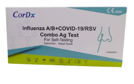 Teste Rapide Antigen - Test Rapid Combo Covid-19+Gripa Tip A si Tip B, 1 test/cutie CordX