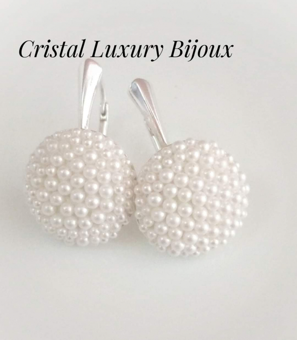 Cercei Luxury cu perle si tortita lunga din argint [2]