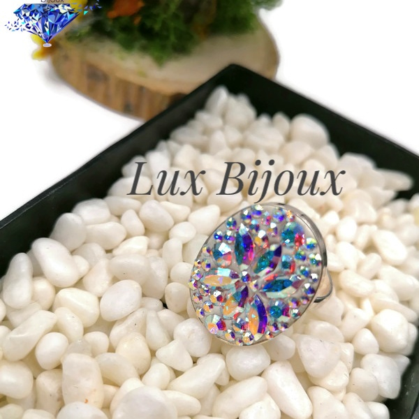 Inel oval din argint cu cristale Swarovski [2]