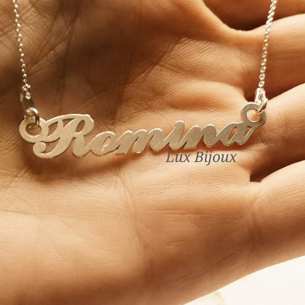 Lantisor personalizat din argint cu nume Romina [2]