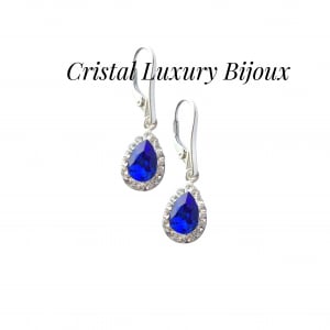 Cercei Luxury Pear cu tortita din argint si cristale Swarovski, mix alb albastru [1]