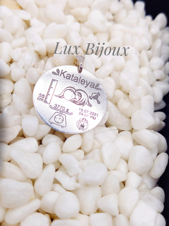 Banut argint personalizat cu datele nasterii [1]