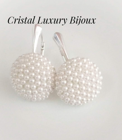 Cercei Luxury cu perle si tortita lunga din argint [1]