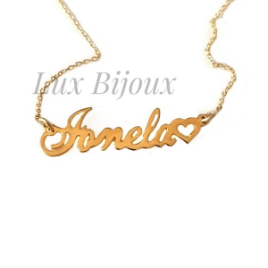 Bijuterii personalizate - Lantisor personalizat din argint placat cu aur cu nume Ionela