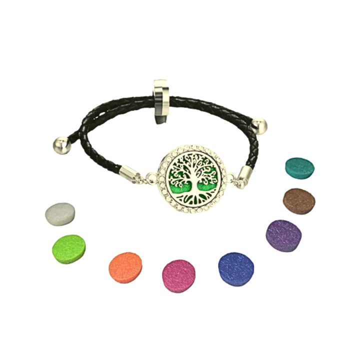 Bratara aromaterapie copacul vietii, curea din piele, reglabila [2]