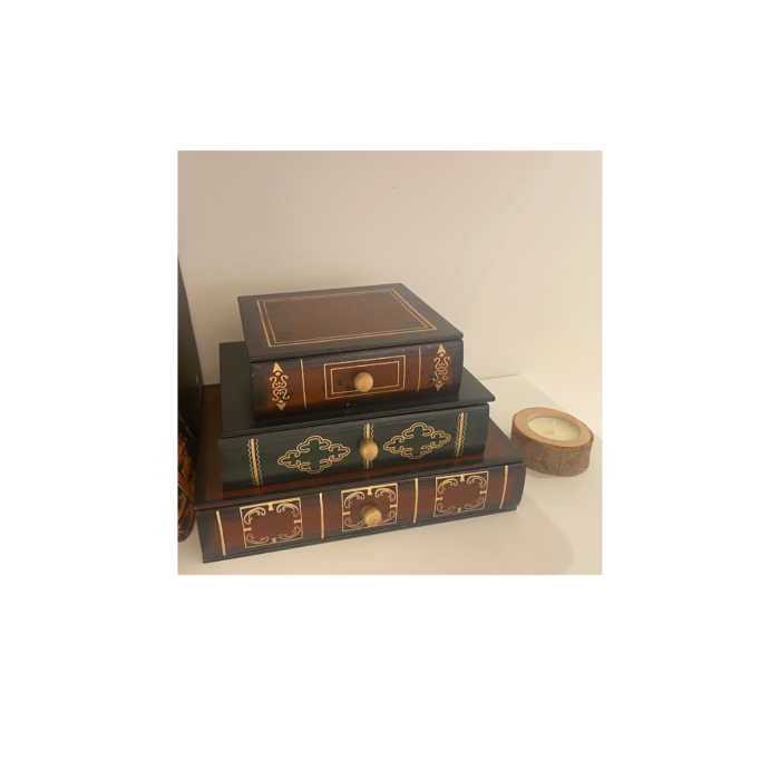 Pachet Craciun: Organizator din lemn cu 3 sertare si Suport lumanare [2]