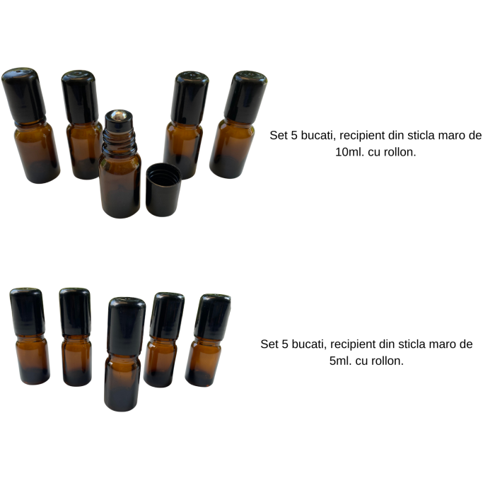 Set 10 recipiente rollon sticla bruna, de 5ml si 10ml [2]