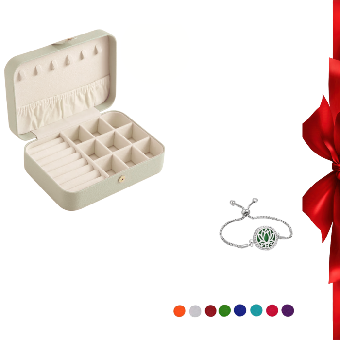 Pachet: Organizator alb de bijuterii si  Bratara aromaterapie floare [1]