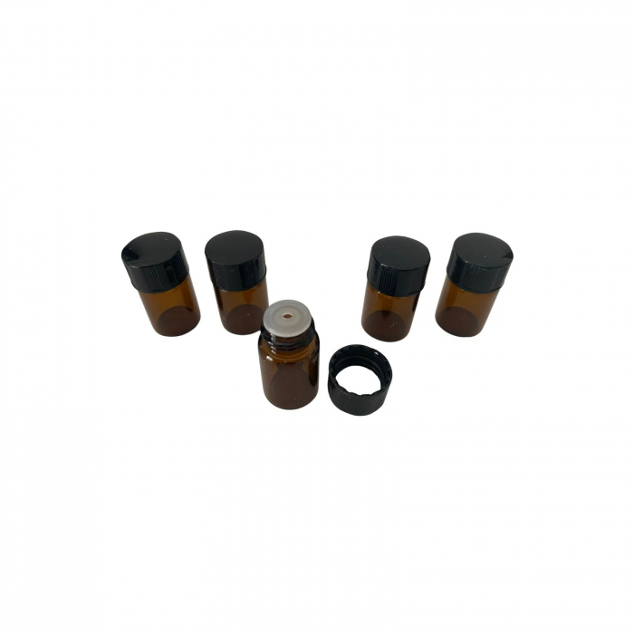 Sticla ambra cu picurator si capac negru 2ml - set 5 buc [3]