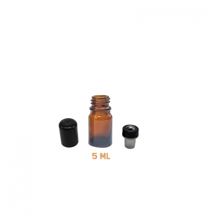 Recipient rollon ambra 5ml, cu capac negru  - set 5 buc [7]