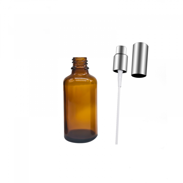 Recipient sticla ambra 50ml. cu capac spray argintiu  - set 2 buc [6]