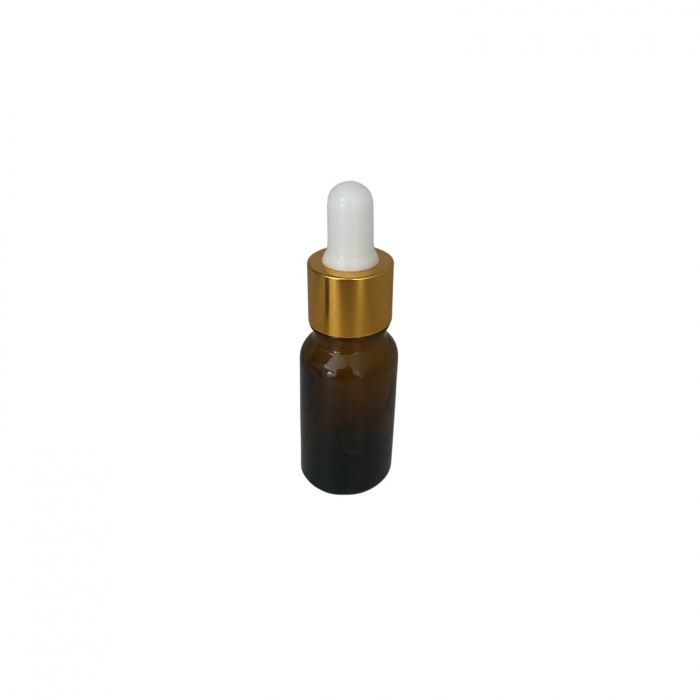 Sticla ambra cu pipeta si capac alb-auriu 5ml - set 5 buc [3]
