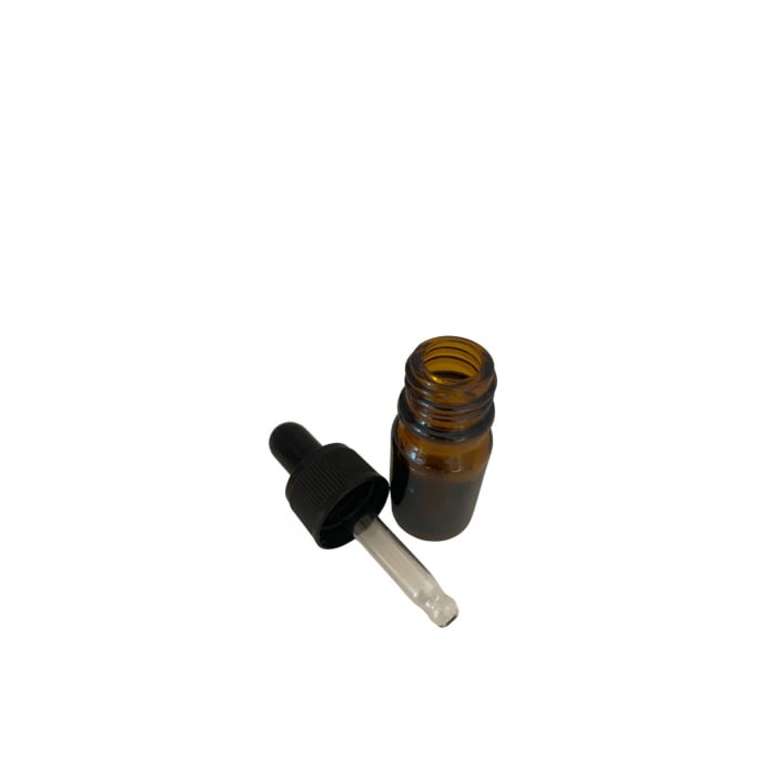 Sticla ambra cu pipeta si capac negru 5ml- set 5 buc [4]