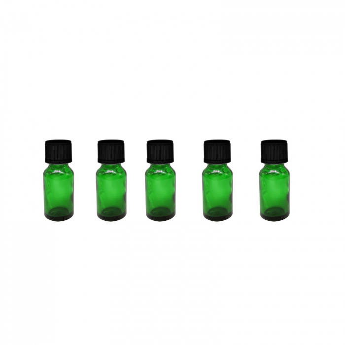 Sticla verde cu capac picurator childproof negru 15ml  - set 5 buc [2]