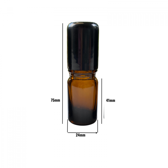 Recipient rollon ambra 10ml, cu capac negru  - set 5 buc [3]