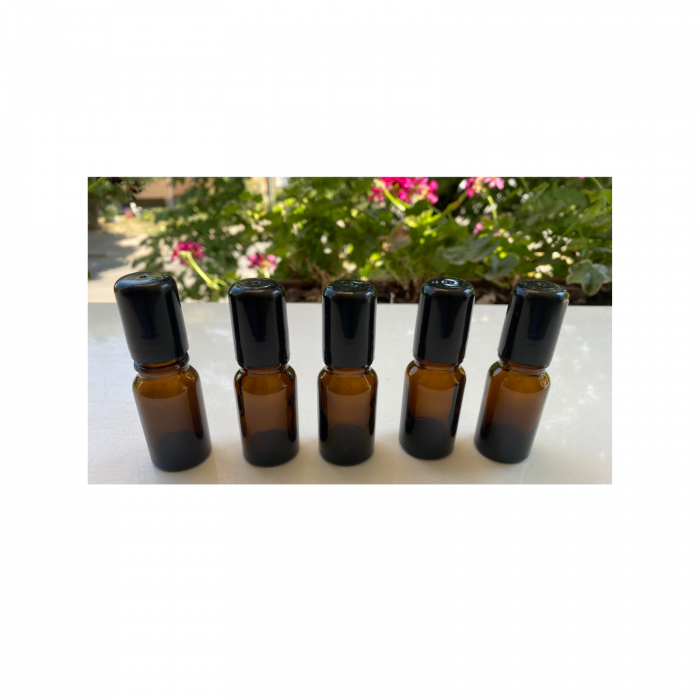 Recipient rollon ambra 10ml, cu capac negru  - set 5 buc [8]