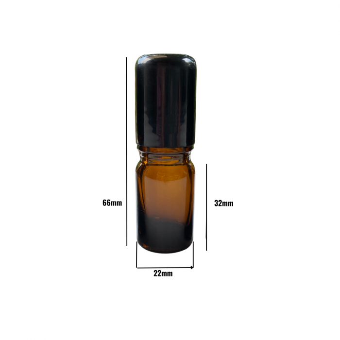 Recipient rollon ambra 5ml, cu capac negru  - set 5 buc [2]