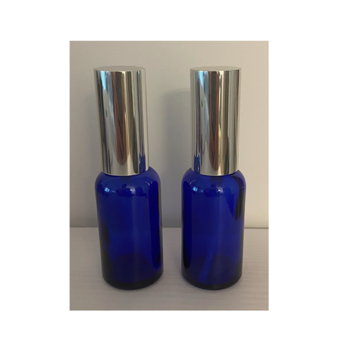 Recipient sticla albastra 30ml. cu capac spray  argintiu  - set 2 buc [6]