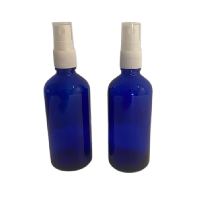 Recipient sticla albastra cu spray alb 100ml - set 2 buc [1]