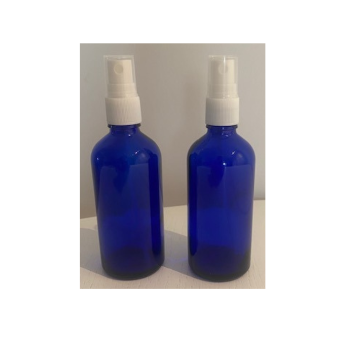 Recipient sticla albastra cu spray alb 100ml - set 2 buc [4]