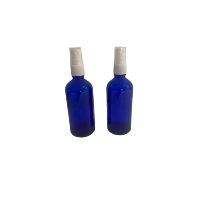Recipient sticla albastra cu spray alb 100ml - set 2 buc [3]