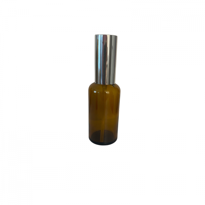 Recipient sticla ambra 50ml. cu capac spray argintiu  - set 2 buc [5]