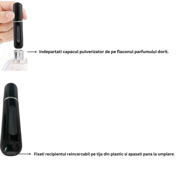 Recipient sticla cu spray 5ml in carcasa neagra, reincarcabil [5]