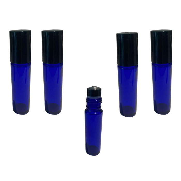 Rollon albastru 10ml, cu capac negru - set 5 buc [5]