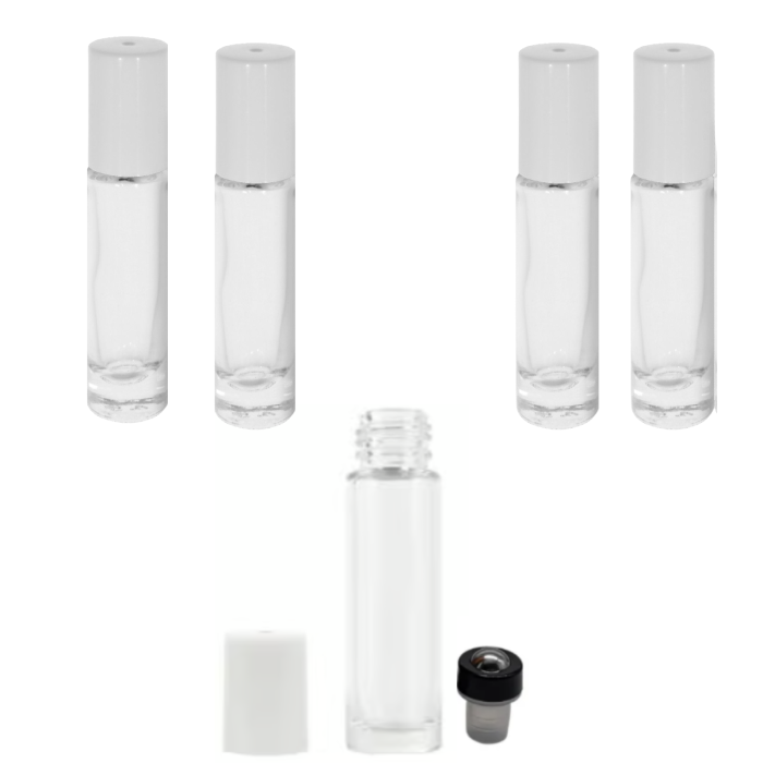 Rollon transparent 10ml, cu capac alb - set 5 buc [1]