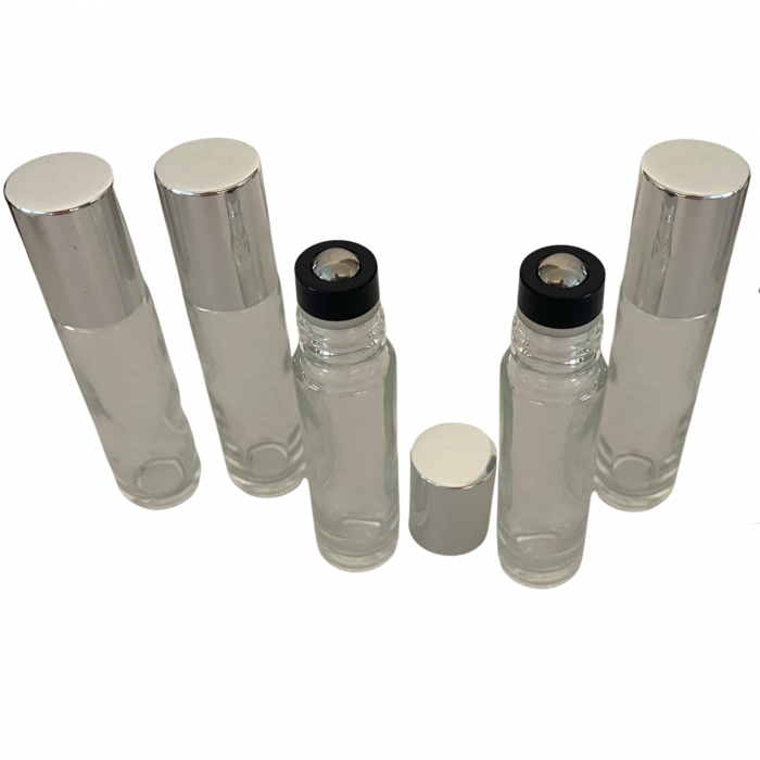Rollon transparent 10ml, cu capac argintiu - set 5 buc [6]