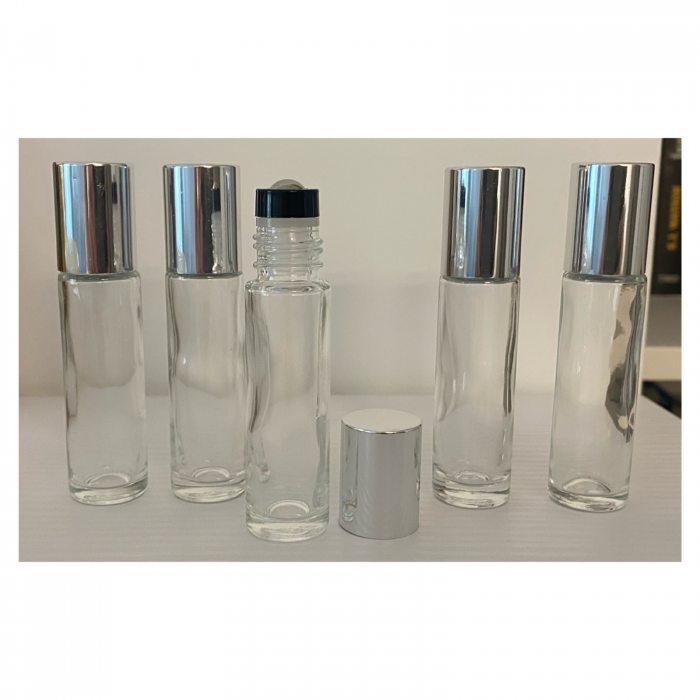 Rollon transparent 10ml, cu capac argintiu - set 5 buc [1]