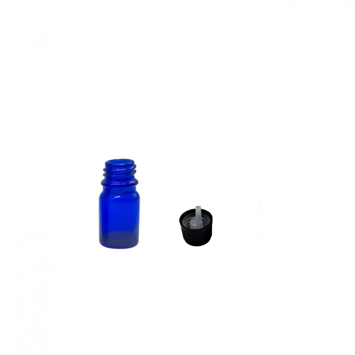 Sticla albastra cu capac picurator sigilabil negru 5ml  - set 5 buc [2]