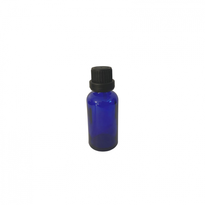 Sticla albastra cu capac tip 2 picurator sigilabil negru 30ml - set 5 buc [3]