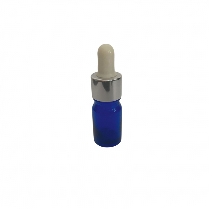 Sticla albastra cu pipeta si capac alb-argintiu 10ml - set 5 buc [2]