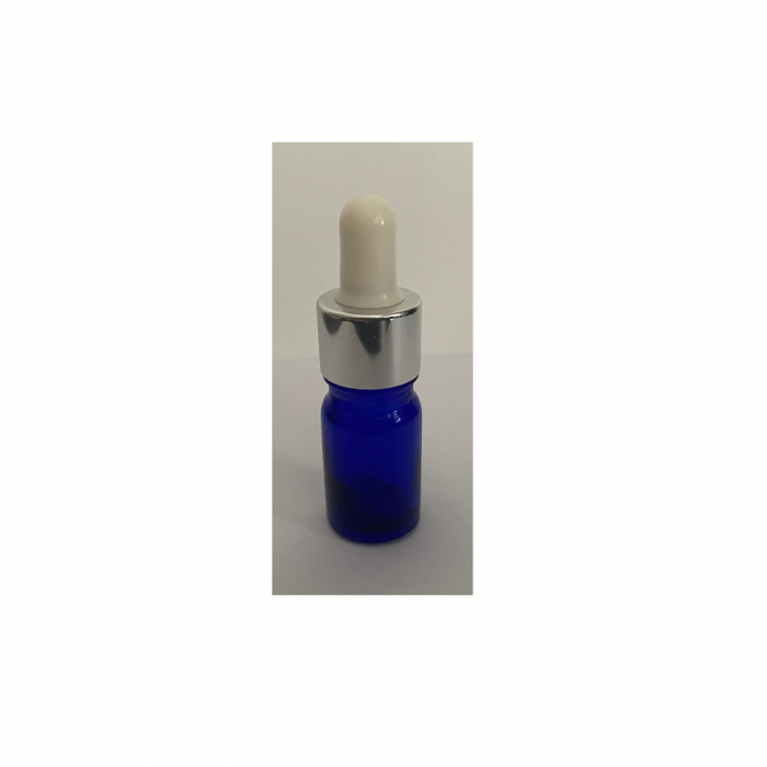 Sticla albastra cu pipeta si capac alb-argintiu 10ml - set 5 buc [4]