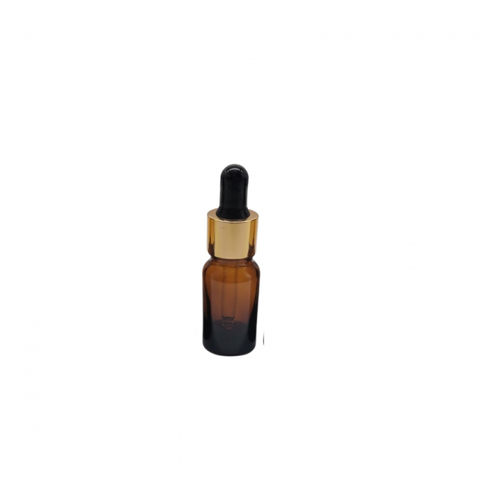 Sticla ambra cu pipeta si capac negru-auriu 10ml - set 5 buc [2]