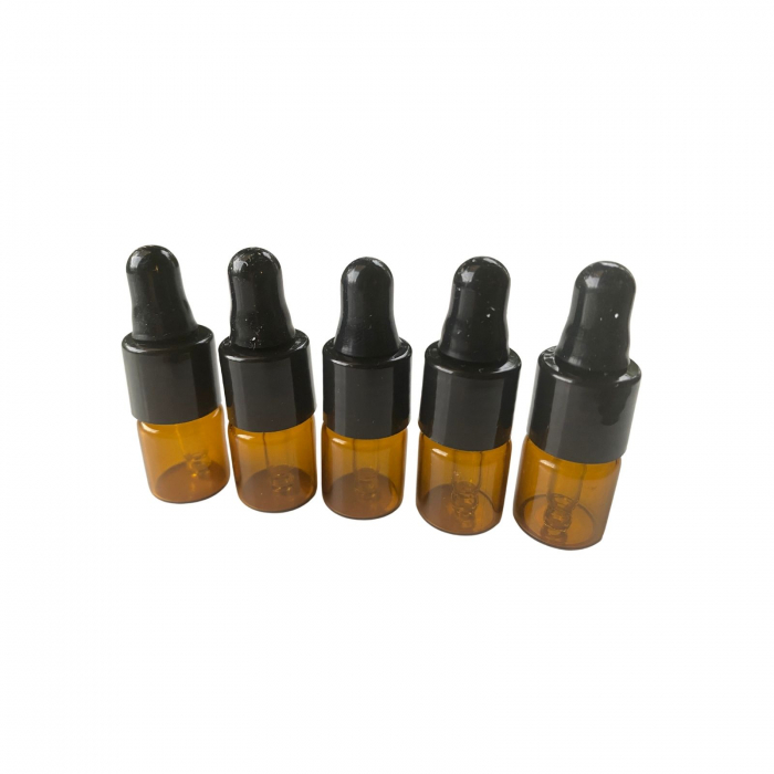 Sticluta ambra cu pipeta si capac negru 2ml - set 5 buc [2]