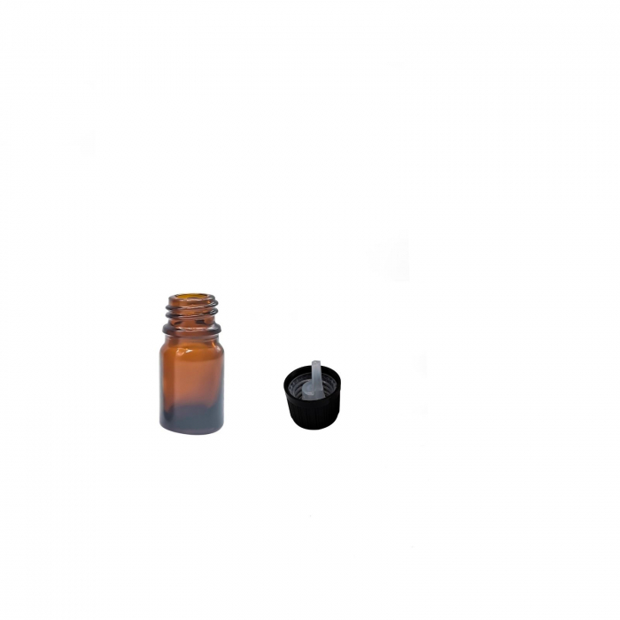Sticla ambra cu capac picurator sigilabil negru 5ml  - set 5 buc [2]