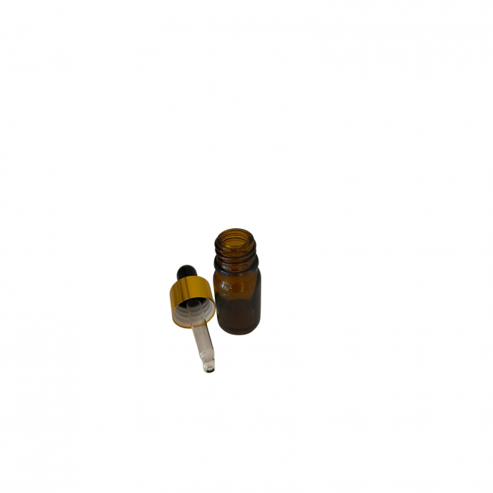 Sticla ambra cu pipeta si capac negru-auriu 5ml - set 5 buc [4]