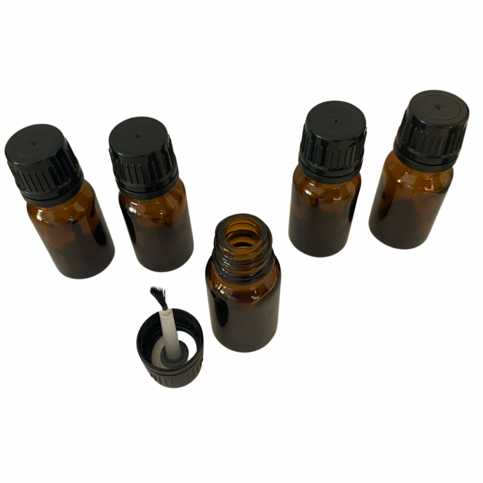 Sticla ambra cu aplicator tip pensula 10ml, capac sigilabil - set 5 buc [3]