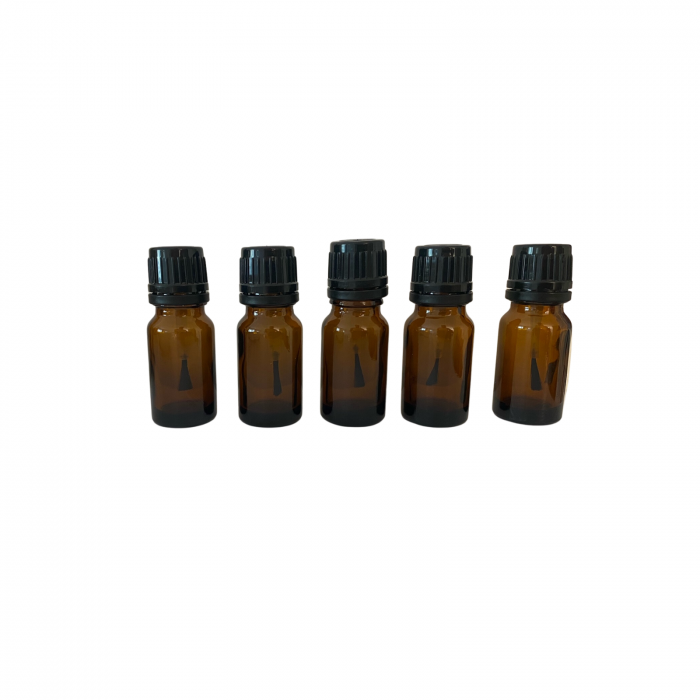 Sticla ambra cu aplicator tip pensula 10ml, capac sigilabil - set 5 buc [8]