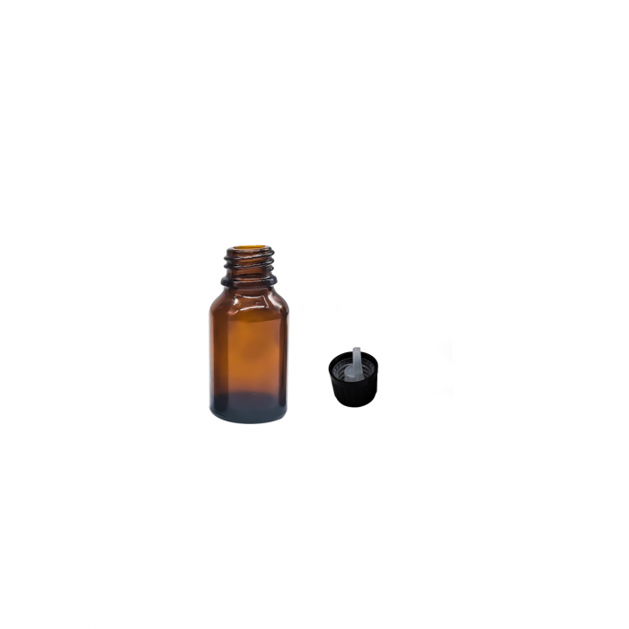 Sticla ambra cu capac picurator sigilabil negru 15ml - set 5 buc [3]