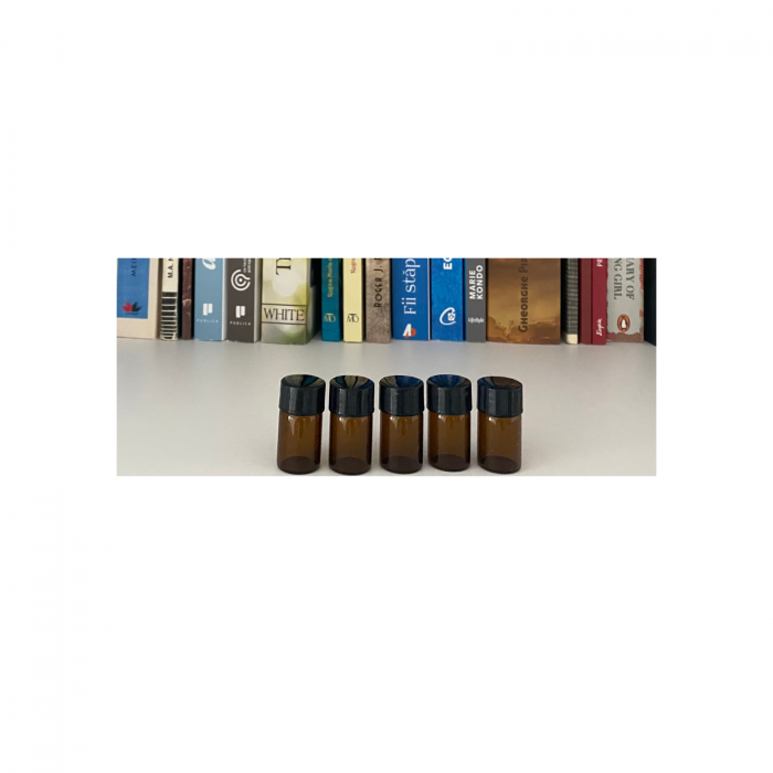 Sticla ambra cu picurator si capac negru 2ml - set 5 buc [5]