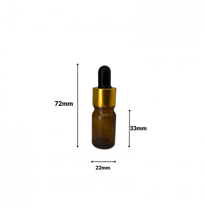 Sticla ambra cu pipeta si capac negru-auriu 5ml - set 5 buc [2]