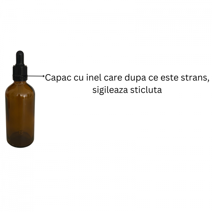 Sticla ambra cu pipeta si capac negru sigilabil 100ml  - set 2 buc [3]