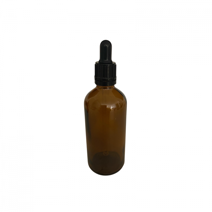 Sticla ambra cu pipeta si capac negru sigilabil 100ml  - set 2 buc [2]