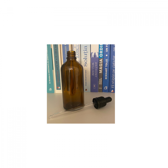 Sticla ambra cu pipeta si capac negru sigilabil 100ml  - set 2 buc [4]