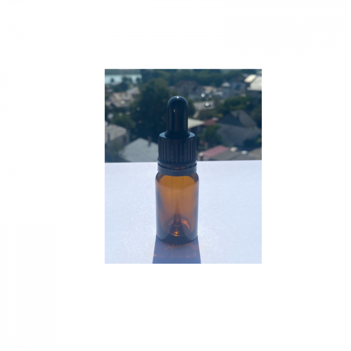 Sticla ambra cu pipeta si capac negru sigilabil 10ml  - set 5 buc [7]