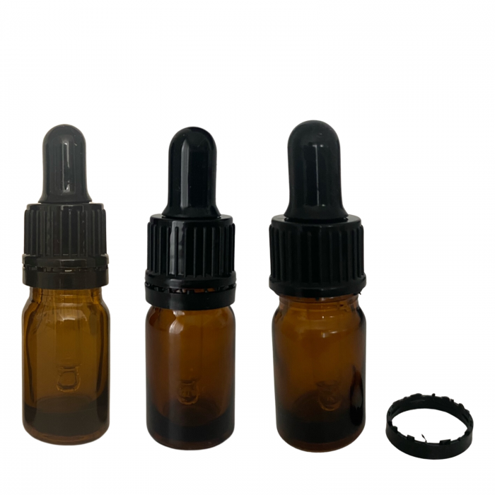 Sticla ambra cu pipeta si capac negru sigilabil 15ml  - set 5 buc [4]